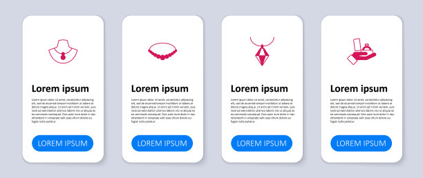 把钻石订婚戒指放在盒子里，吊坠项链，珍珠和项链模型。业务信息模板。向量图片下载