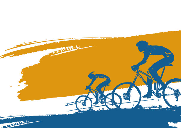 山地自行车手，横幅背景。图片下载