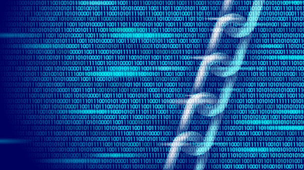 区块链商业符号概念。链连接网络金融信息安全。三维低多边形多边形几何设计。全球科技电子商务在线矢量插图图片下载