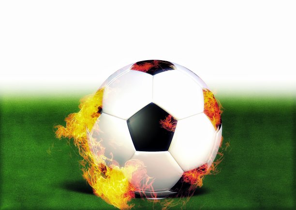 一个燃烧的足球的3D插图图片下载