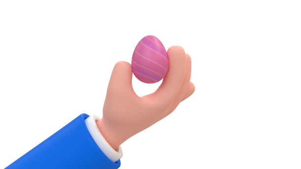 卡通人物的手与复活节彩蛋。图片下载