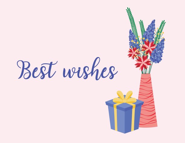 最好的祝福贺卡。礼盒和花瓶里的花束。妇女节、情人节、生日或其他节日的贺卡。矢量平面插图图片下载