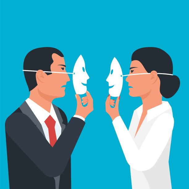 虚伪的概念。说谎的面具掩盖了真实的情感图片下载