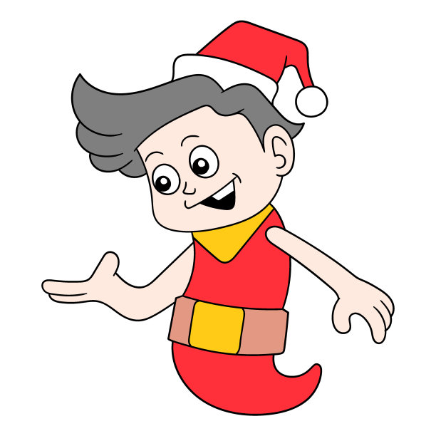 男孩穿着圣诞服装，涂鸦图标形象可爱图片下载