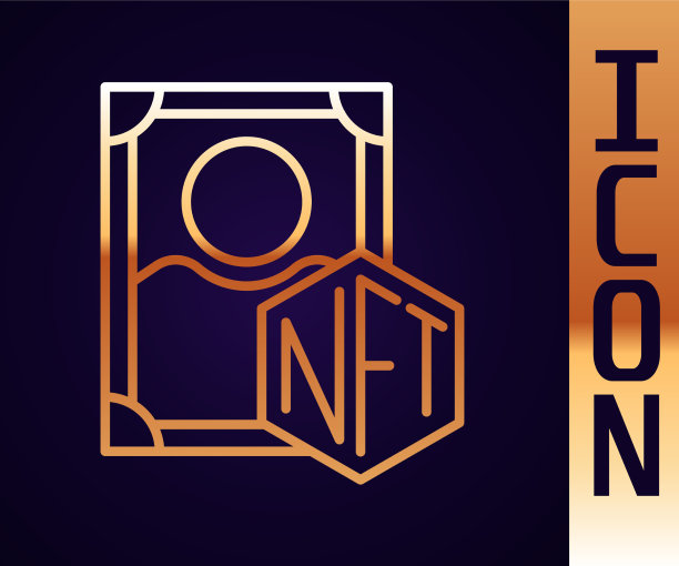金线NFT数字加密艺术图标孤立上图片下载