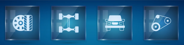 设置汽车轮胎、车轮、底盘、汽车和同步带图片下载