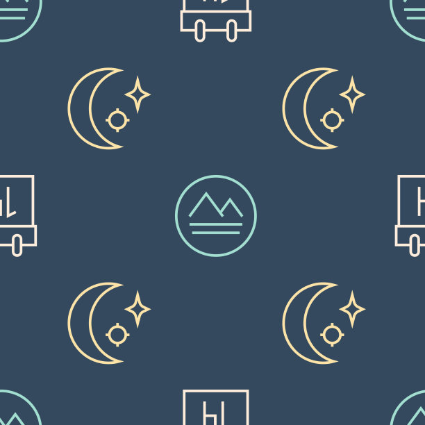 设定月亮、星星和地球的线历图片下载