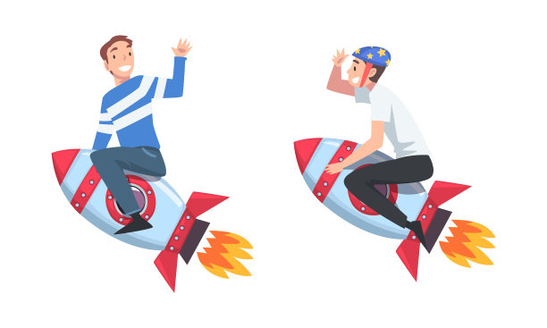 人在太空火箭上飞行图片下载