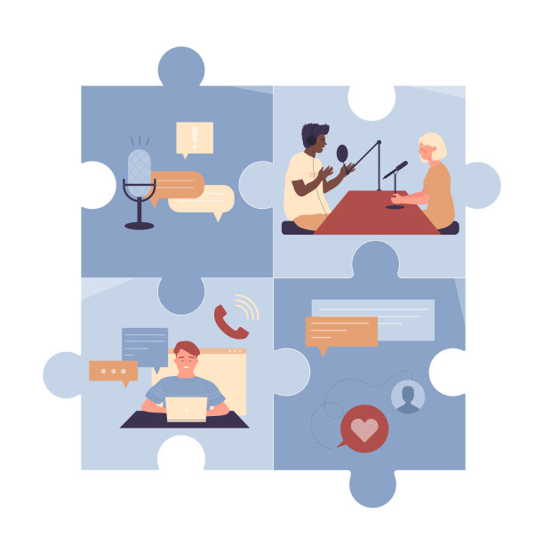 人们收听和录制音频播客或在线显示益智，人听节目图片下载