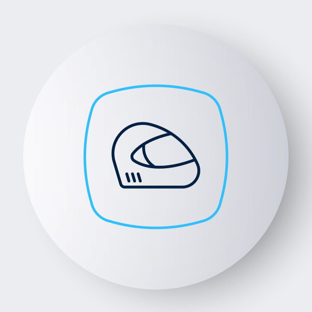 直线赛车头盔图标孤立在白色背景上。极限运动。运动设备。色彩斑斓的轮廓的概念。向量图片下载