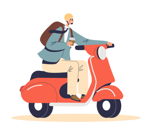 男子骑摩托车，戴头盔的电动滑板车骑手图片下载