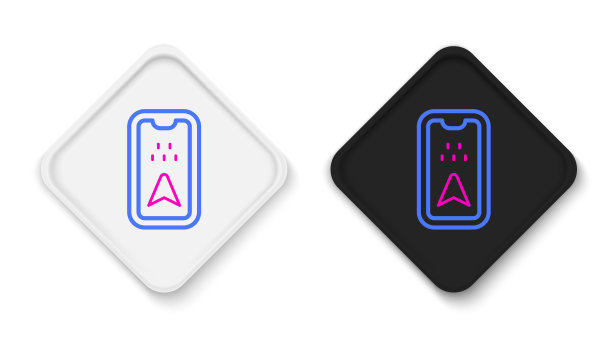 城市地图导航图标孤立在白色背景线信息图。移动应用界面概念设计。Geolacation概念。色彩斑斓的轮廓的概念。向量图片下载