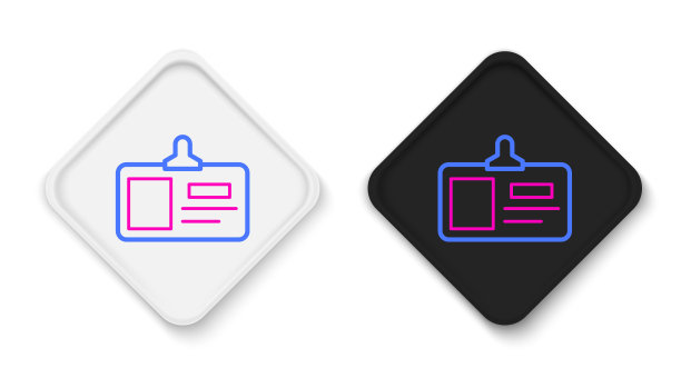 行标识徽章图标孤立在白色背景上。它可以用于展示，公司的身份，广告。色彩斑斓的轮廓的概念。向量图片下载