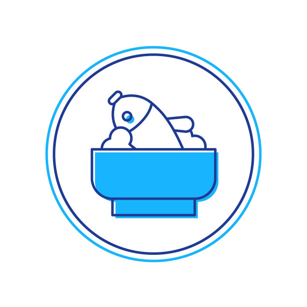 填充轮廓米饭与鱼在碗图标孤立在白色背景上。传统的亚洲食品。向量图片下载