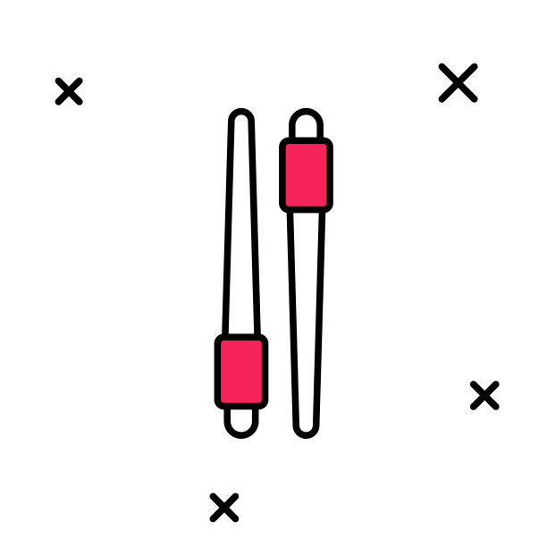 填充轮廓食物筷子图标孤立在白色背景上。亚洲菜用的韩国木棒。东方器具。向量图片下载