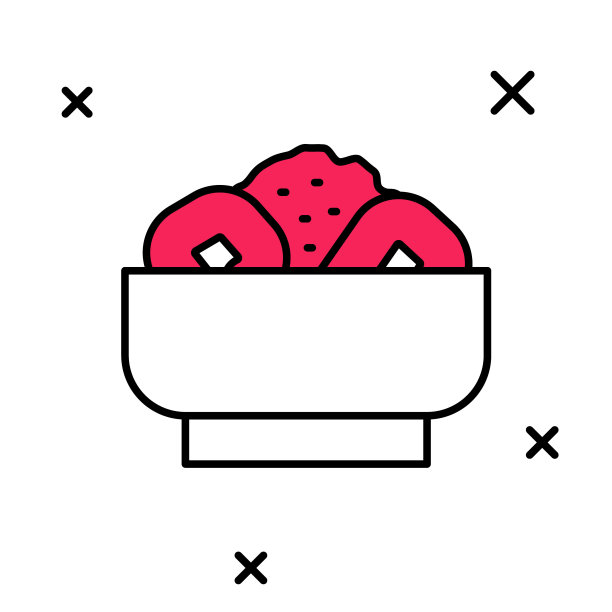 填充轮廓在盘子图标孤立在白色背景上炒面。亚洲食品。向量图片下载