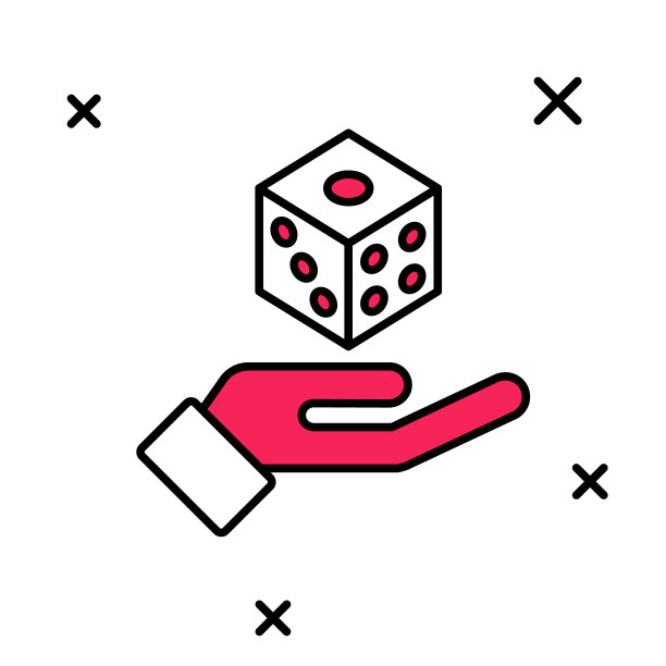 填充轮廓游戏骰子图标孤立在白色背景。赌场赌博。向量图片下载