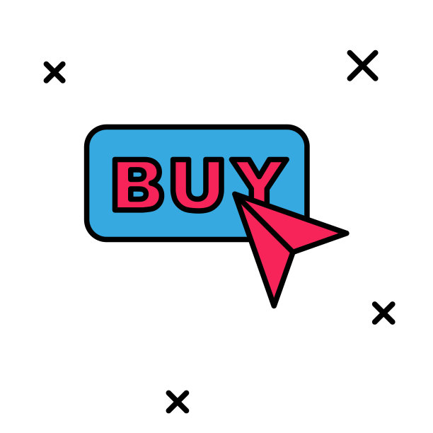 填充轮廓购买按钮图标孤立在白色背景。向量图片下载