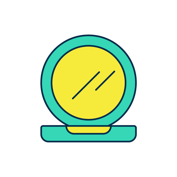 填充轮廓化妆粉与镜像图标孤立在白色背景。向量图片下载