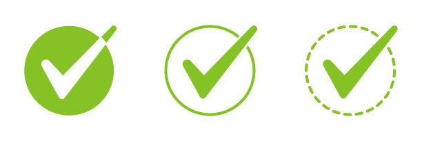 绿色复选标记图标设置。矢量插图孤立在白色背景上。图片下载