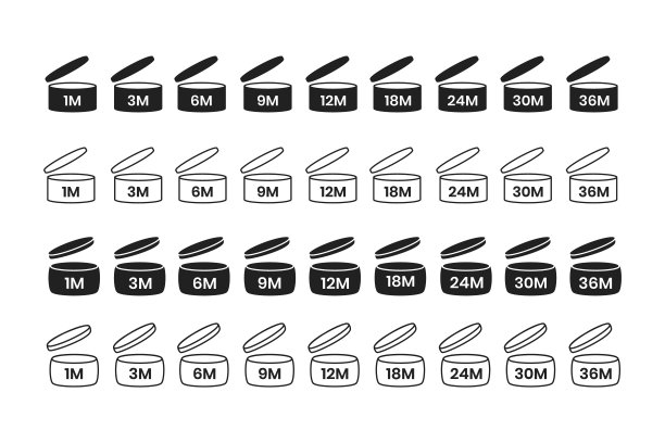 PAO，期间后开放图标标志设置平面风格设计矢量插图孤立在透明的背景。图片下载