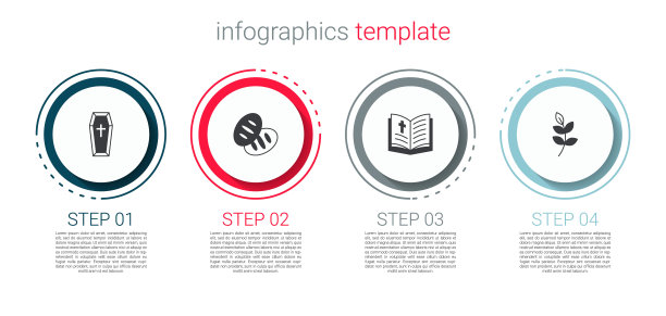 棺材，基督教面包，圣经和柳叶。业务信息模板。向量图片下载