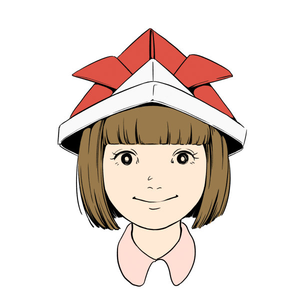 戴着折纸头盔的女孩图片下载