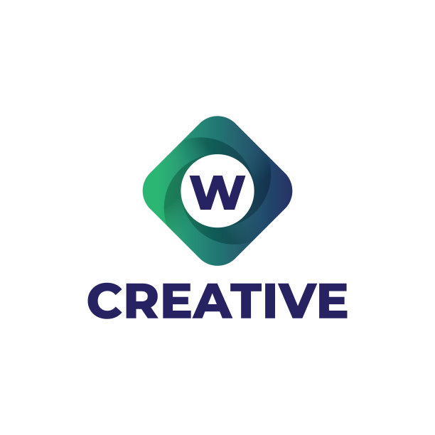 字母W标志设计采用简单的渐变风格，专业的标志设计模板图片下载