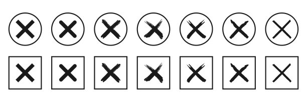 黑色的错误标志。交叉x图标集。矢量图图片下载