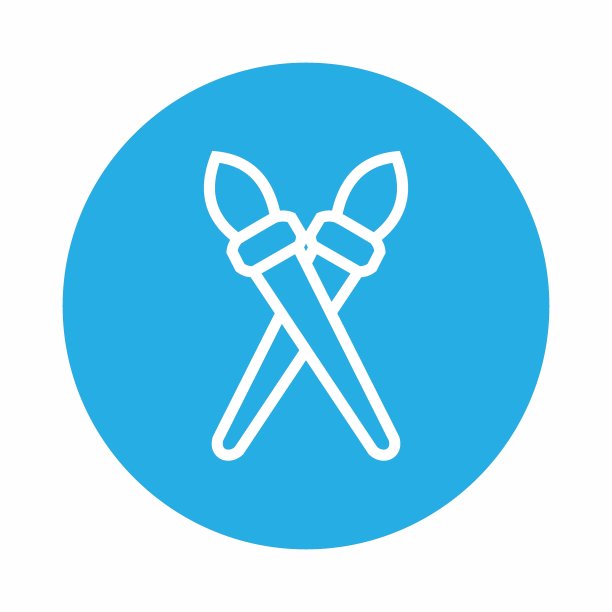 一对笔刷的图标向量-蓝色单色风格图片下载