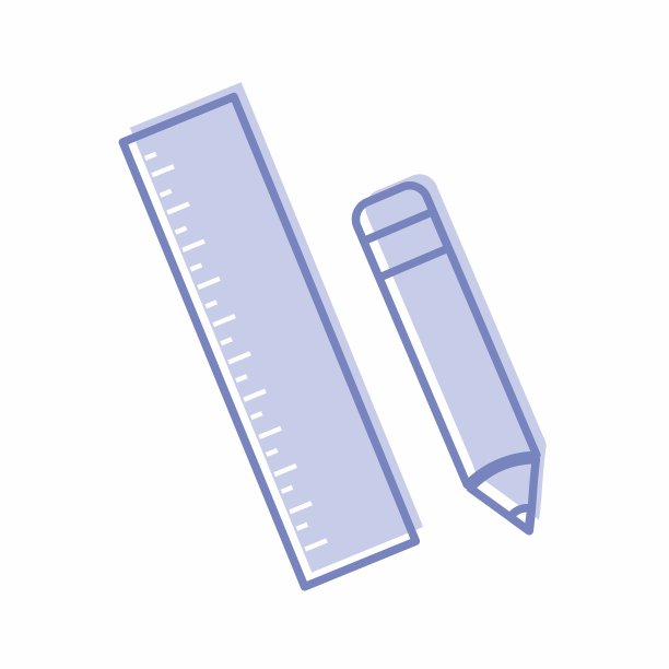 铅笔尺的图标矢量-蓝色双胞胎风格图片下载
