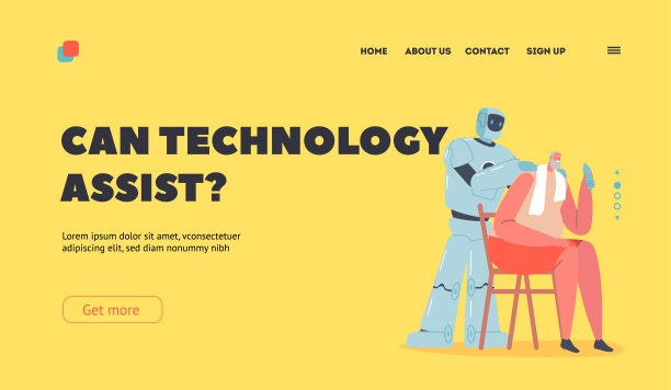 机器人帮助老年人登陆页面模板。机器人按摩坐在椅子上的老人的肩膀图片下载