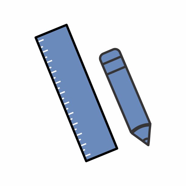 铅笔尺的图标矢量-深蓝色风格图片下载