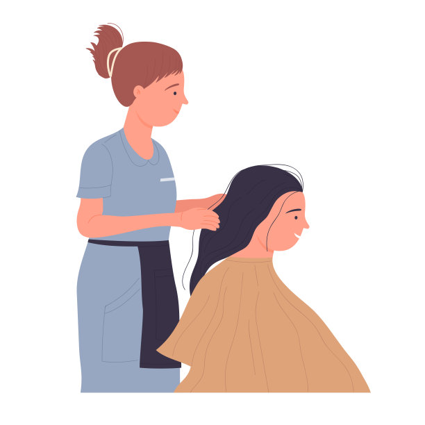 专业美发师梳理和造型客户的头发图片下载