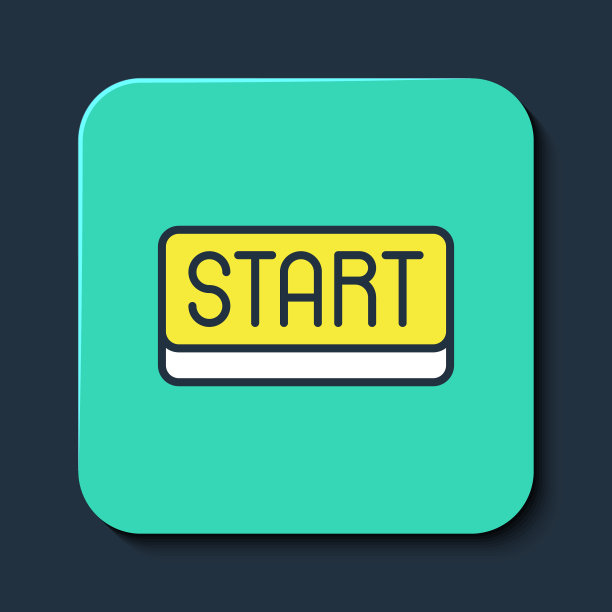 填充轮廓缎带在结束线图标孤立在蓝色背景。终点标志。体育符号或商业概念。绿松石平方按钮。向量图片下载