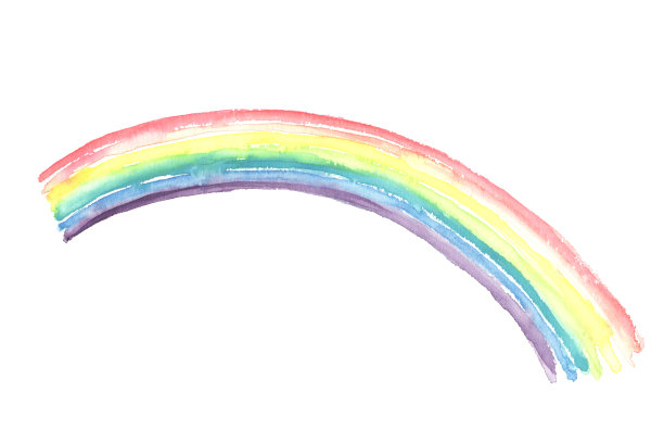 用水彩画的彩虹插图图片下载