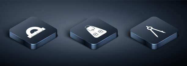 设置等距量角器网格用于测量度数，绘制指南针和学校背包图标。向量图片下载