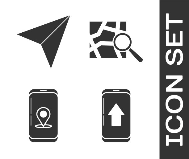 设置城市地图导航信息图、纸飞机、城市地图导航信息图和带有位置标记图标的折叠地图。向量图片下载