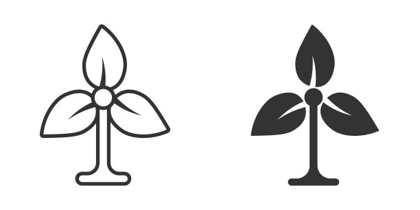 平面风格的叶子图标。植物向量插图在白色孤立的背景。花卉招牌经营理念。图片下载
