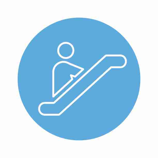 自动扶梯的矢量图形-蓝色单色风格图片下载