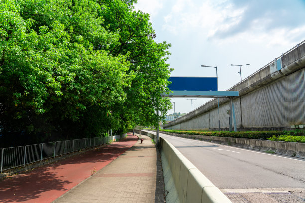 城市里的红色自行车道图片下载