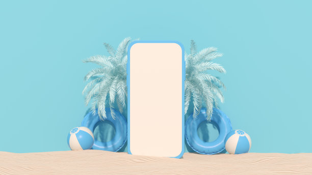 黑屏手机智能手机夏日沙滩度假旅游背景图片下载