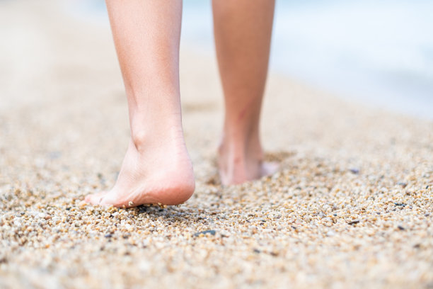 在沙滩上的鹅卵石上散步。图片下载