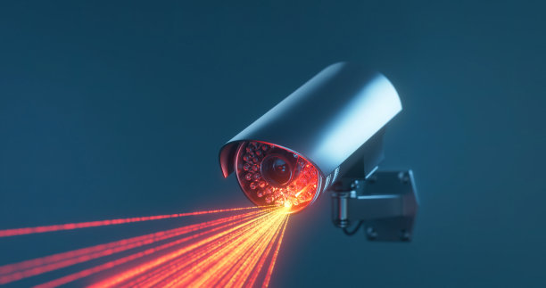 闭路电视摄像机在蓝色背景与复制空间在近距离图片下载