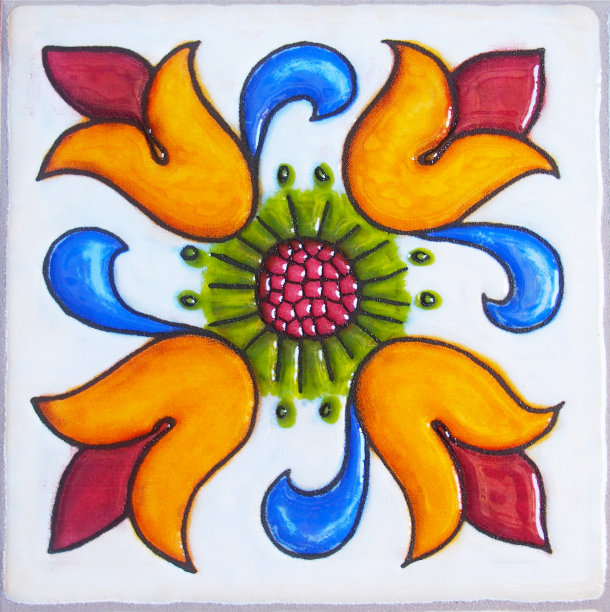 老房子立面传统瓷砖的细节。装饰瓷砖。瓦伦西亚传统瓷砖。花卉装饰。图片下载