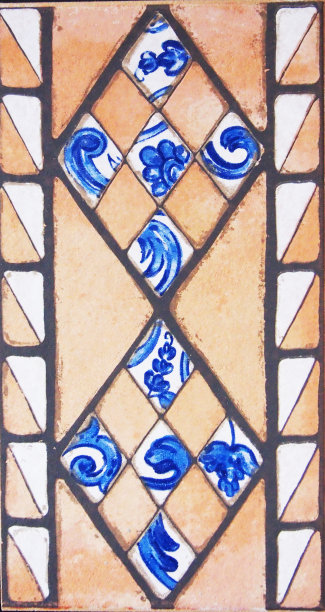 老房子立面传统瓷砖的细节。装饰瓷砖。瓦伦西亚传统瓷砖。花卉装饰。图片下载