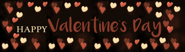 心形抽象背景框架，孤立在黑色纹理-情人节快乐横幅全景-心形散景/爱的模式"t图片下载