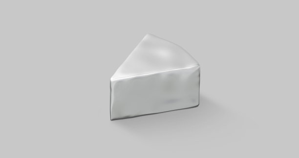 金属包装的奶酪。三角包。插图孤立。MockUp模板为您的设计准备好了。高质量和现实的3D插图。图片下载