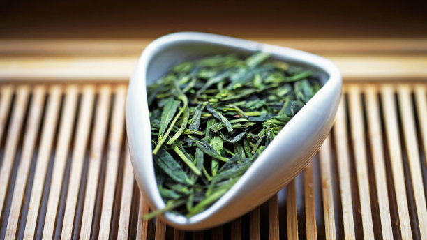 中国绿茶龙井茶具，宏观图片下载