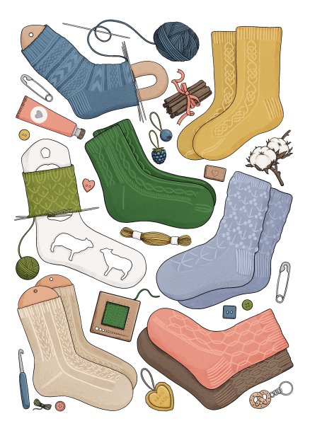 针织袜子，不同颜色和尺码图片下载